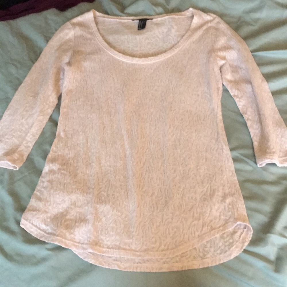 Long sleeve sheer blush colored top